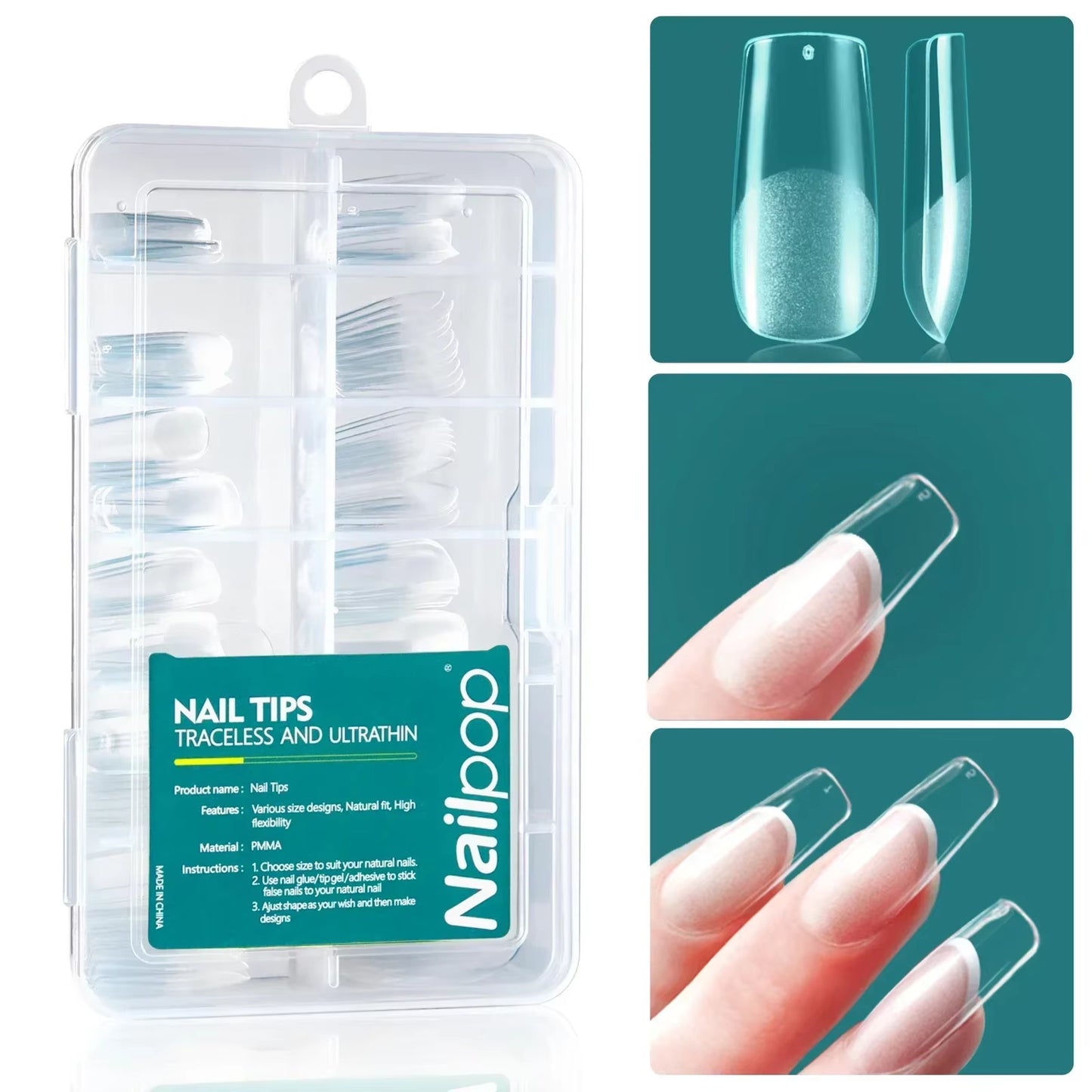 120Pcs/Box Gel X Nail Tips Medium Short Shape Almond/Square/Soft Gel Nail Tips False Nails Soak off Easy Nail Extensions