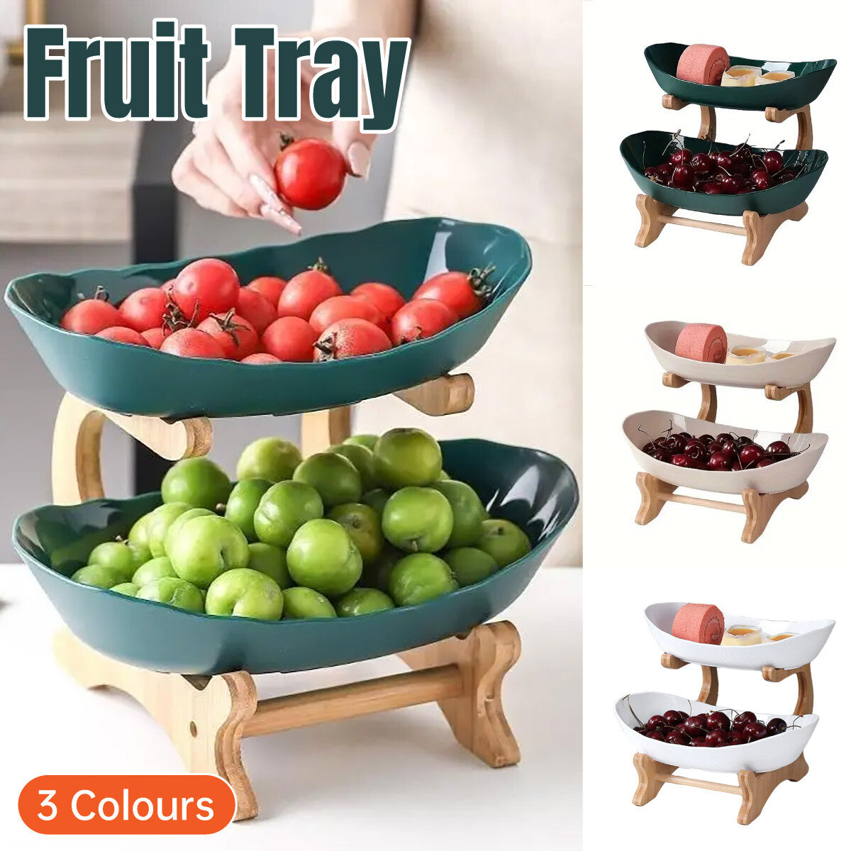 Modern Multi Layer Bamboo Fruit Snack Plate Rack Creative Storage Plate Holder