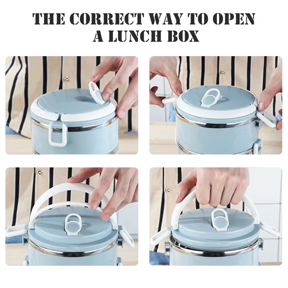 1/3Layer Portable Stainless Steel Thermal Lunch Box Multi-Purpose Microwave Bento Box with Lids Leakproof Food Container Box