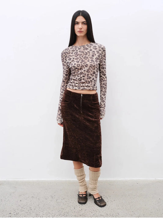 "Autumn Slumber" Unique Stylish Double-Sided Sherpa Textured Versatile Slimming Skirt