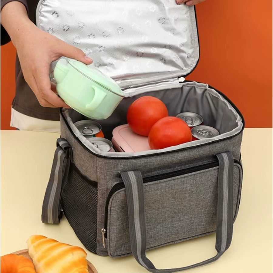 15L Portable Thermal Lunch Bag Food Box Durable Waterproof Office Cooler Lunch Box Ice Insulated Case Camping Oxford Dinner Bag