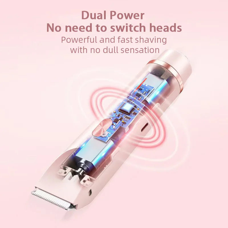 Dual Head Hair Removal for Women Portable Float Blade R-Shaped Head Wet Dry Use Waterproof Painless Facial Trimmer Body Epilator