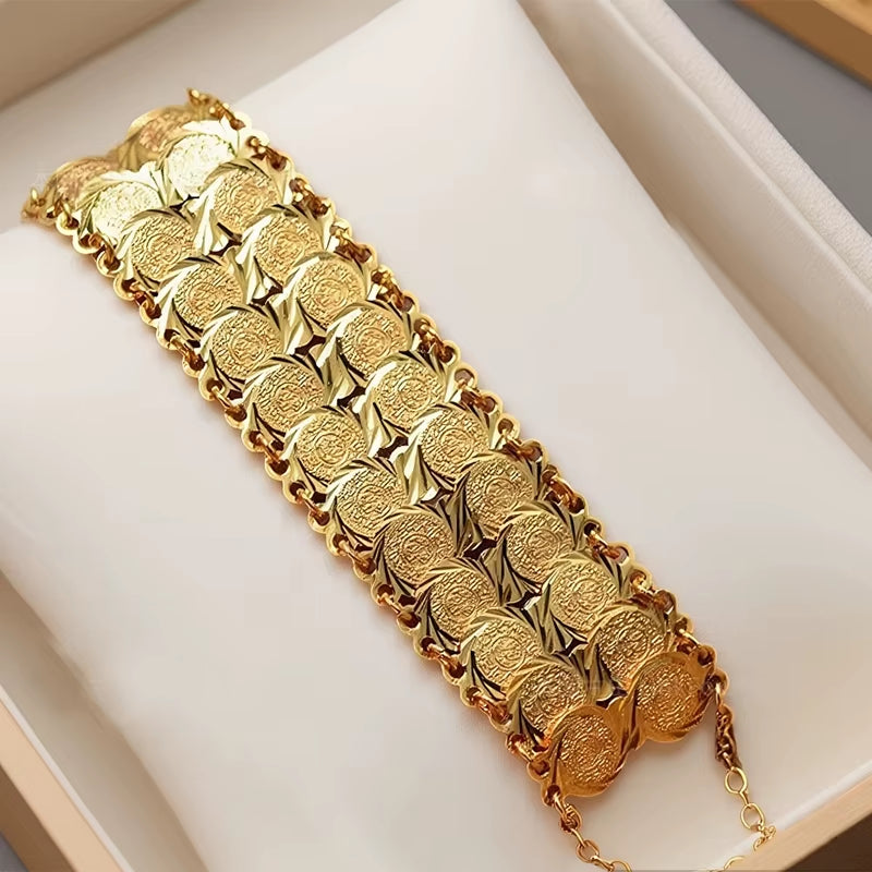 Gold Color Coins Bangles&Bracelets for Women Men Money Coin Bracelet Islamic Muslim Arab Middle Eastern Jewelry African Gifts