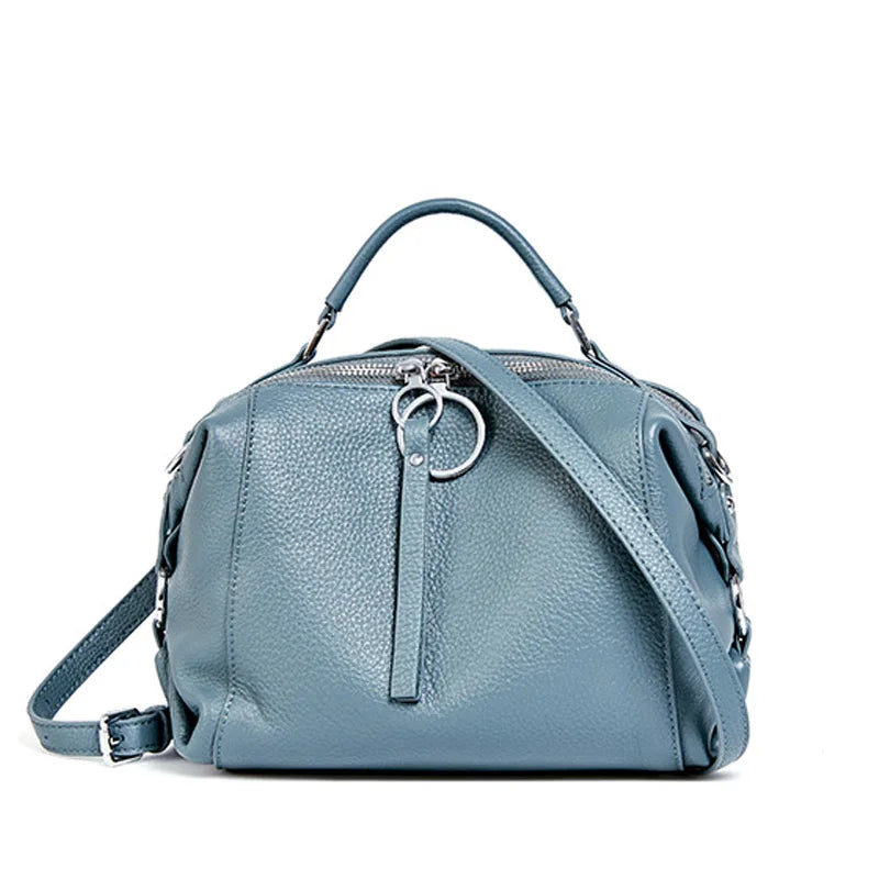 Women'S Handbag Genuine Leather Cowhide Cross Body Bags Ladies Shoulder Top Handle Satchel Trendy 2025 Boston Bags Shopper