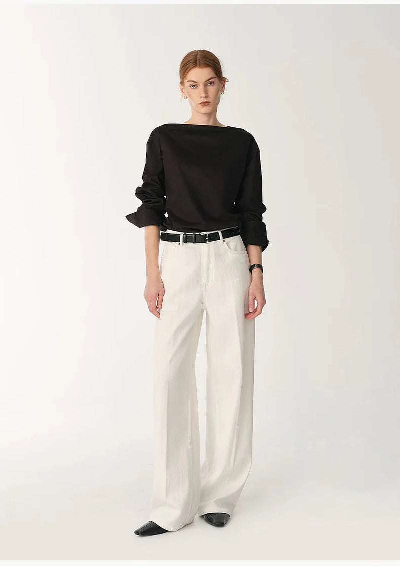 Customized Cotton Fabric Skin-Friendly Washed Drape Versatile Wide-Leg Jeans