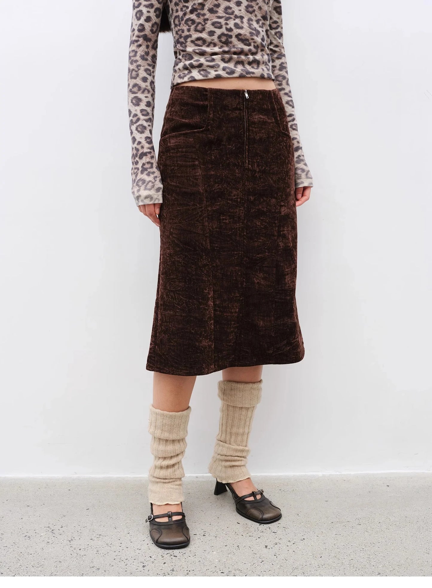 "Autumn Slumber" Unique Stylish Double-Sided Sherpa Textured Versatile Slimming Skirt