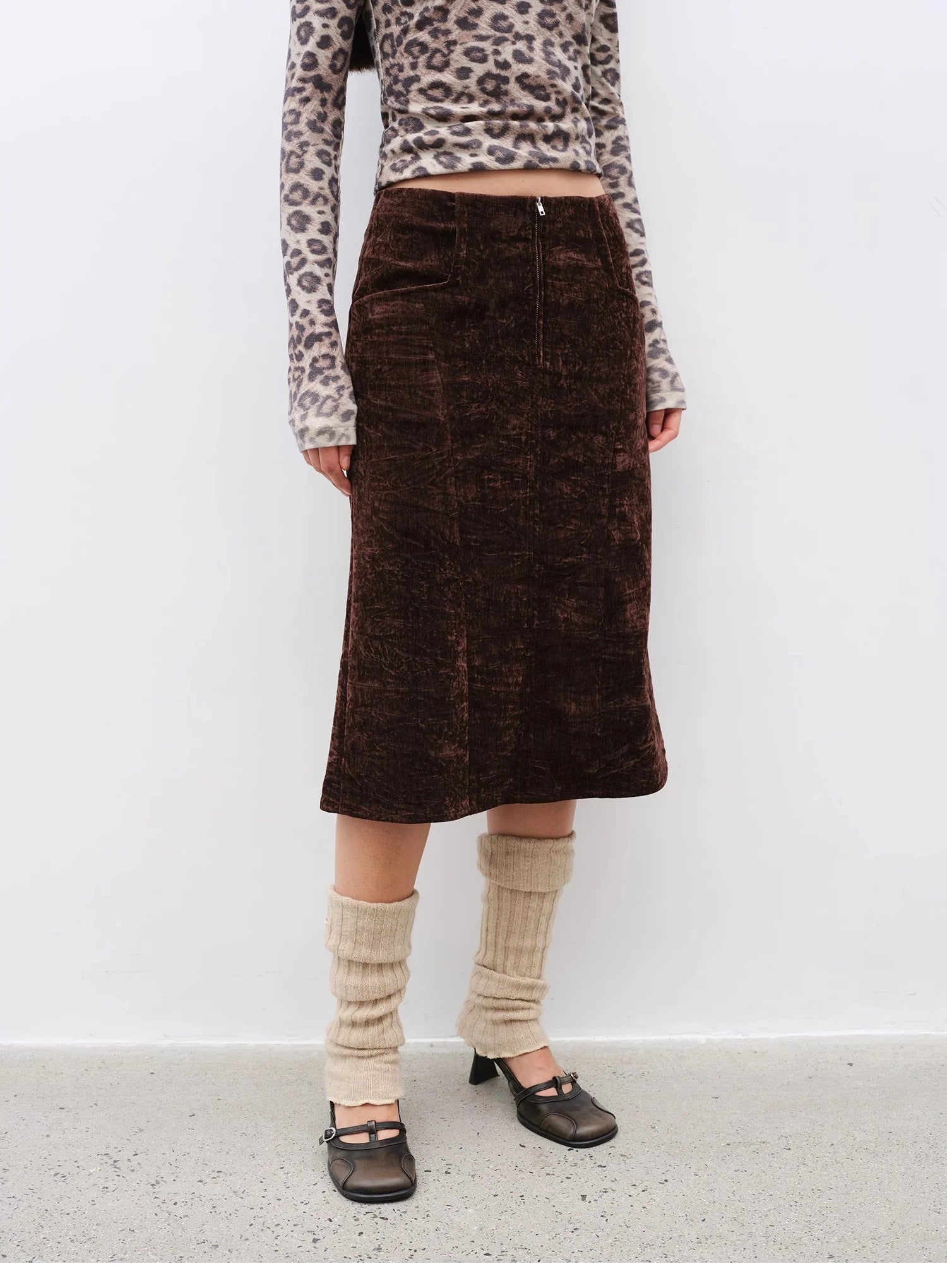 "Autumn Slumber" Unique Stylish Double-Sided Sherpa Textured Versatile Slimming Skirt