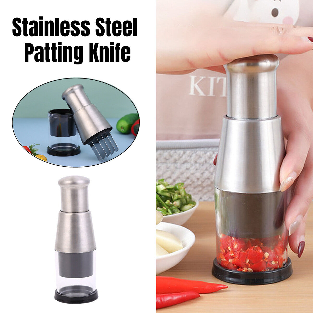 304 Stainless Steel Manual Garlic Press Crusher Mincer Heavy Duty Kitchen Tool
