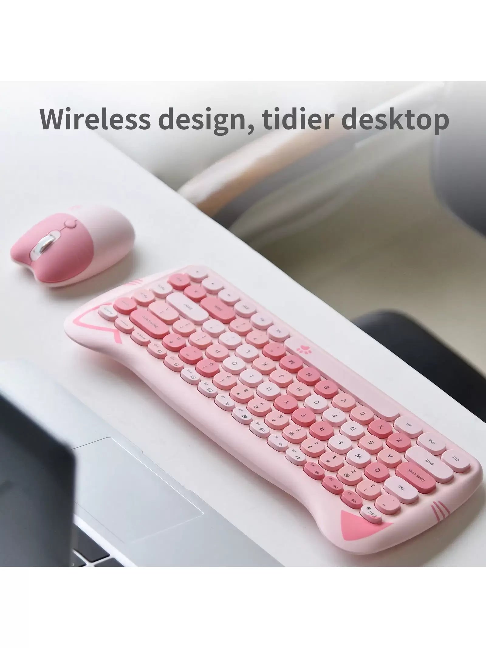 MOFII Mofii Skyscraper Cat Wireless Keyboard and Mouse Set, Colorful Cute Design for Girls, Compatible with PC and Laptop