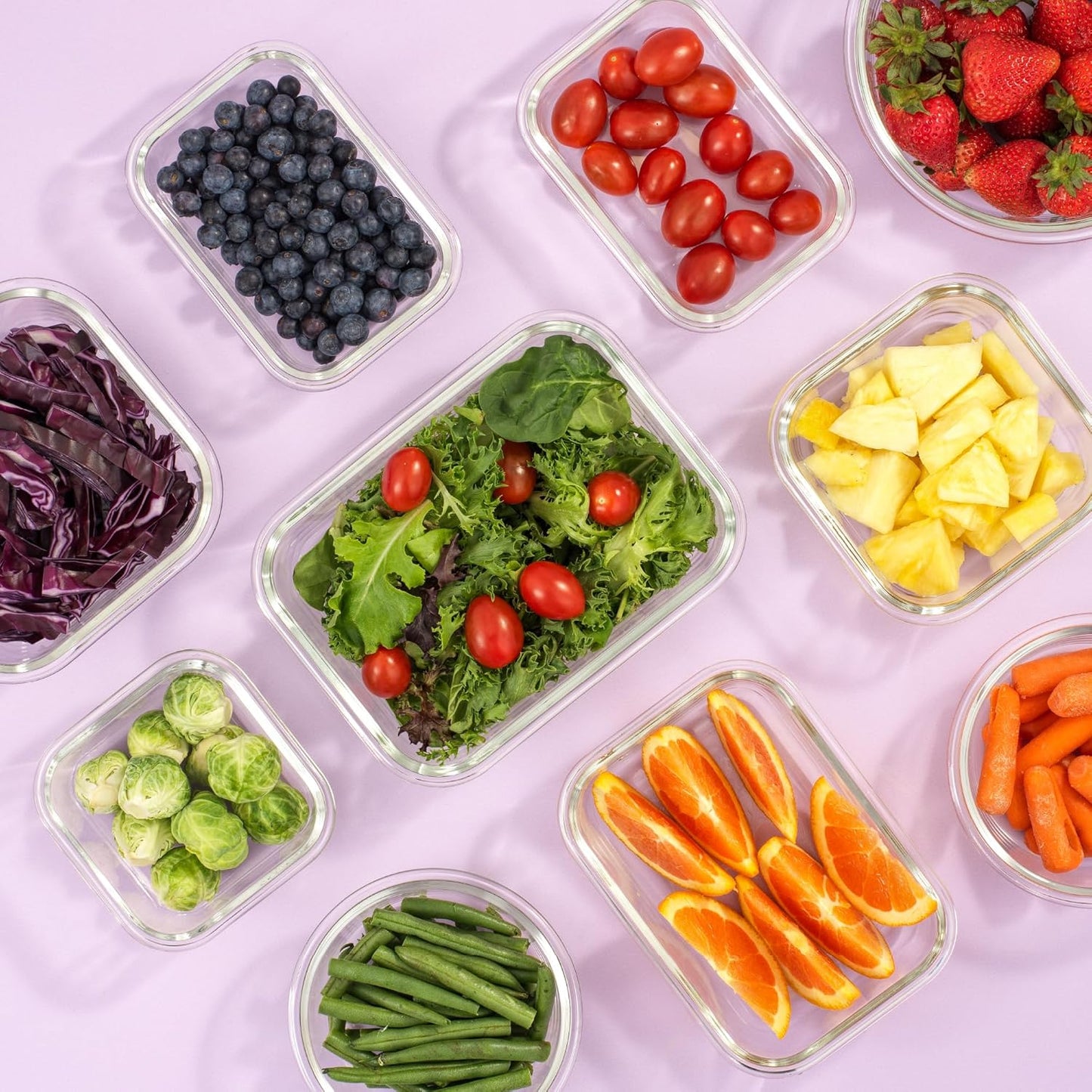 Joyful 24Pc Borosilicate Glass Storage Containers with Lids. 12 Airtight, Freezer Safe Food Storage Containers, Pantry Kitchen Storage Containers, Glass Meal Prep Container for Lunch