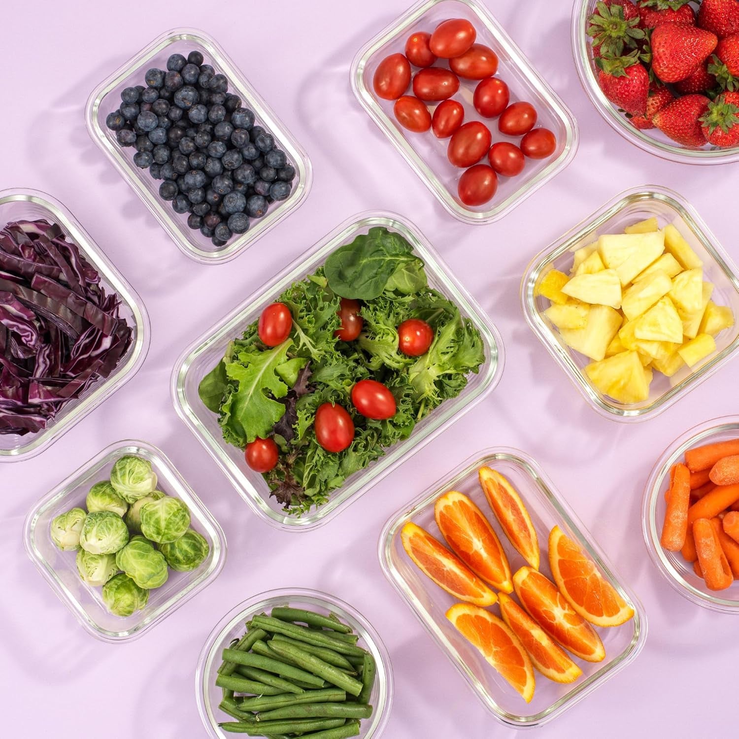 Joyful 24Pc Borosilicate Glass Storage Containers with Lids. 12 Airtight, Freezer Safe Food Storage Containers, Pantry Kitchen Storage Containers, Glass Meal Prep Container for Lunch