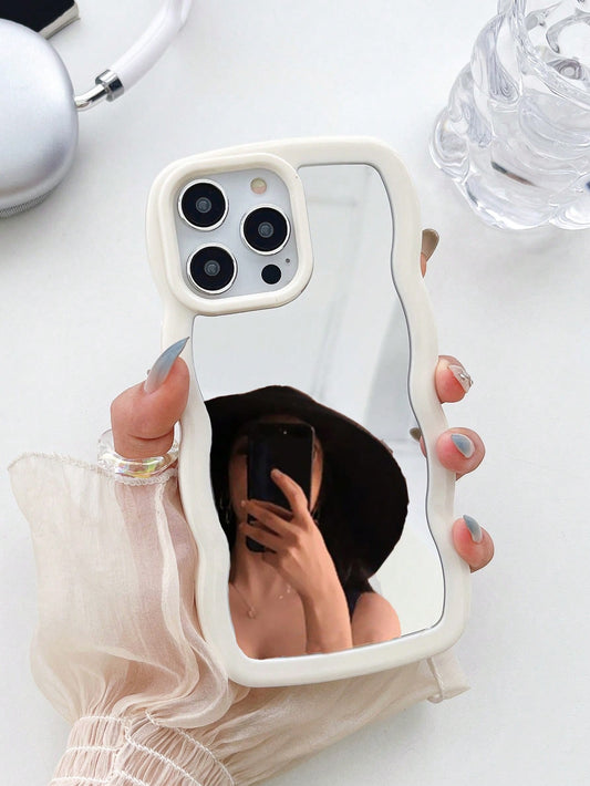 Acrylic Wavy Mirror Phone Case Compatible with Iphone 17 Pro Max/17 Pro/17 Air/17/16 Pro Max/16/16 Pro/16 Plus/15/15 Pro/15 Pro Max/11/12/13/14 Pro Max/Xs/Xr/11 Pro/11 Pro Max/12 Pro/12 Pro Max/13 Pro/13 Pro Max/7 Plus/14 Pro/14 Pro Max/14 Plus/7 Plus/8 Plus/8/Se2, Thick Shockproof Hard Shell