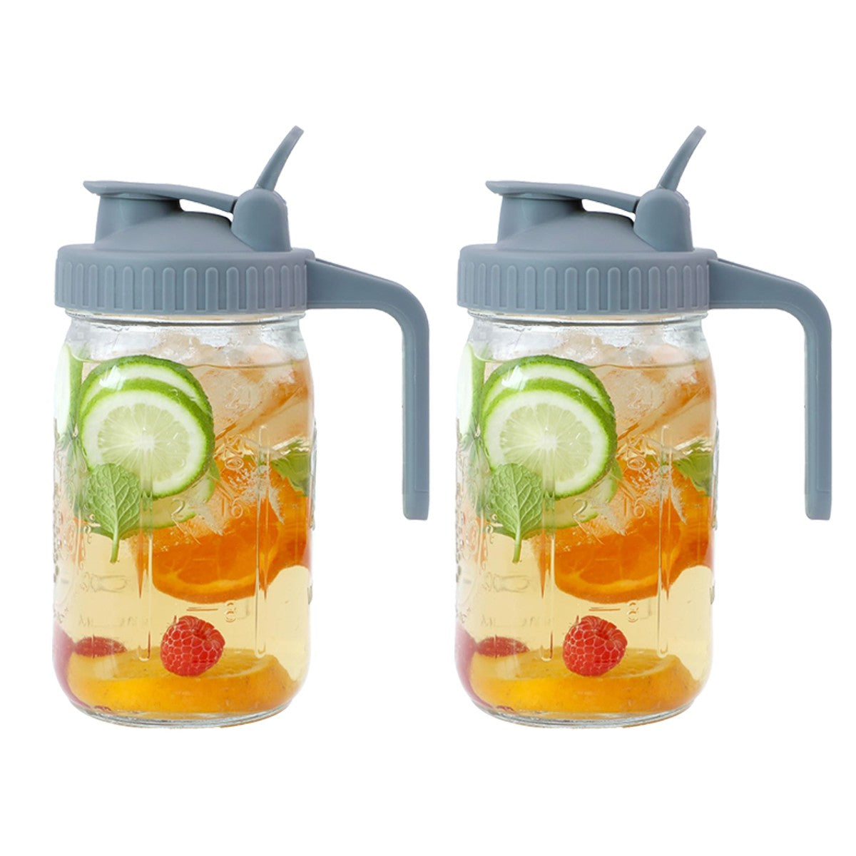 24 OZ Mason Glass Pitcher with Lid Leak Proof Pour Spout and Handle for Drinks