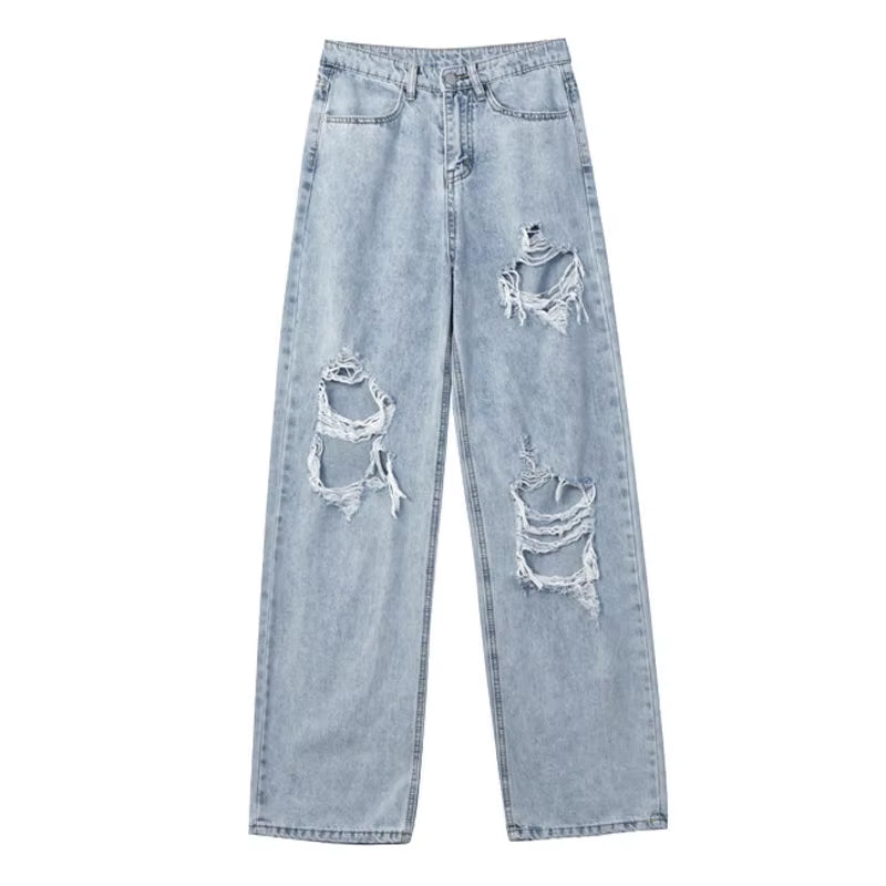 2020 New High Waist Ripped Jeans Women'S Hip Hop Loose Jeans 5XL Women Pants Vintage Female Torn Trousers Streetwear KZ69