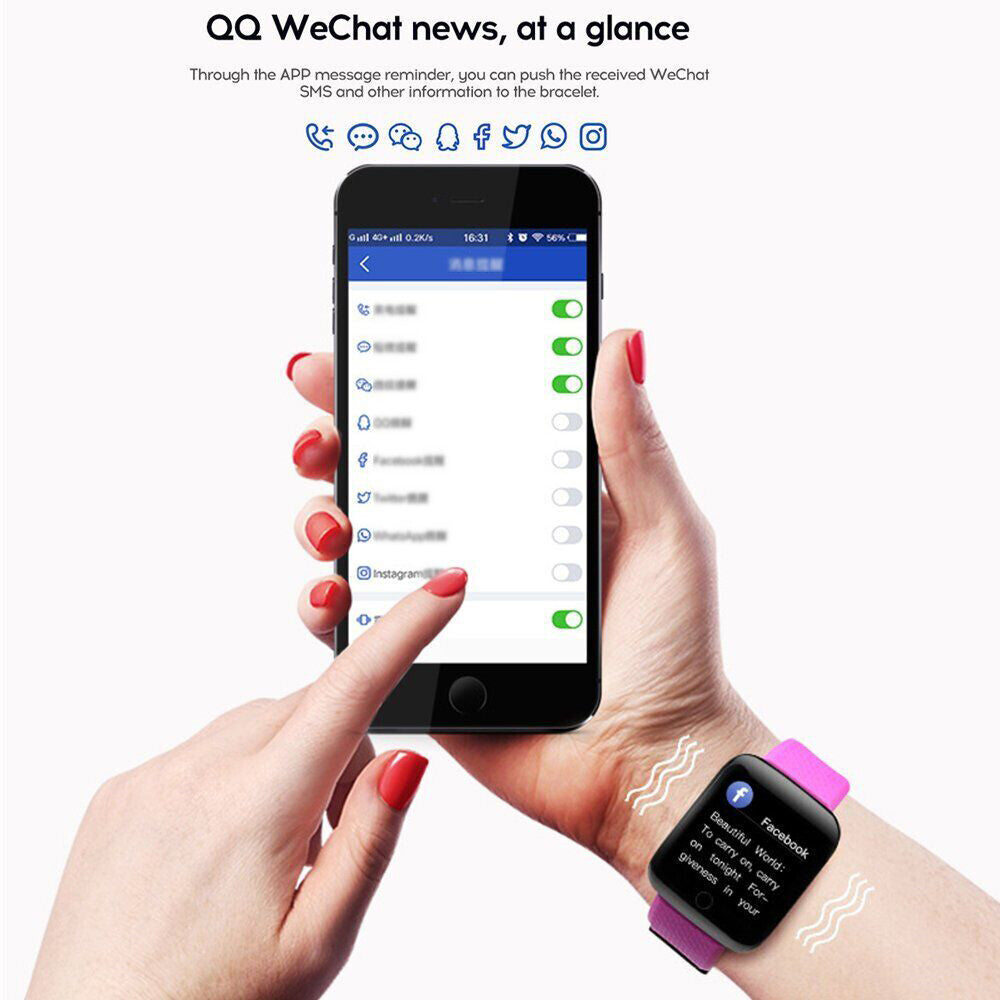 Sports Smart Watch Bracelet Heart Rate Blood Pressure Fitness Tracker