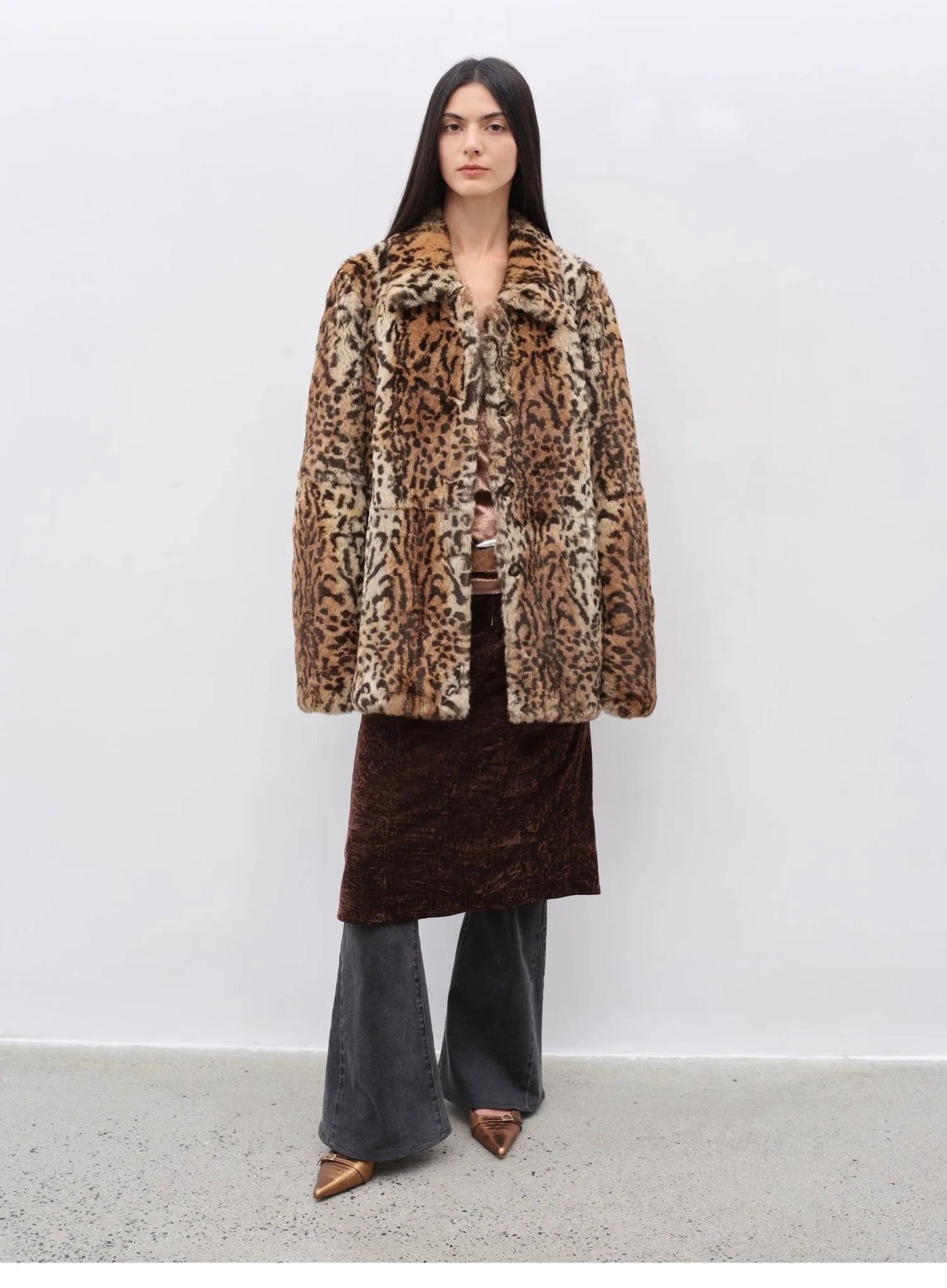 "Autumn Slumber" Unique Stylish Double-Sided Sherpa Textured Versatile Slimming Skirt