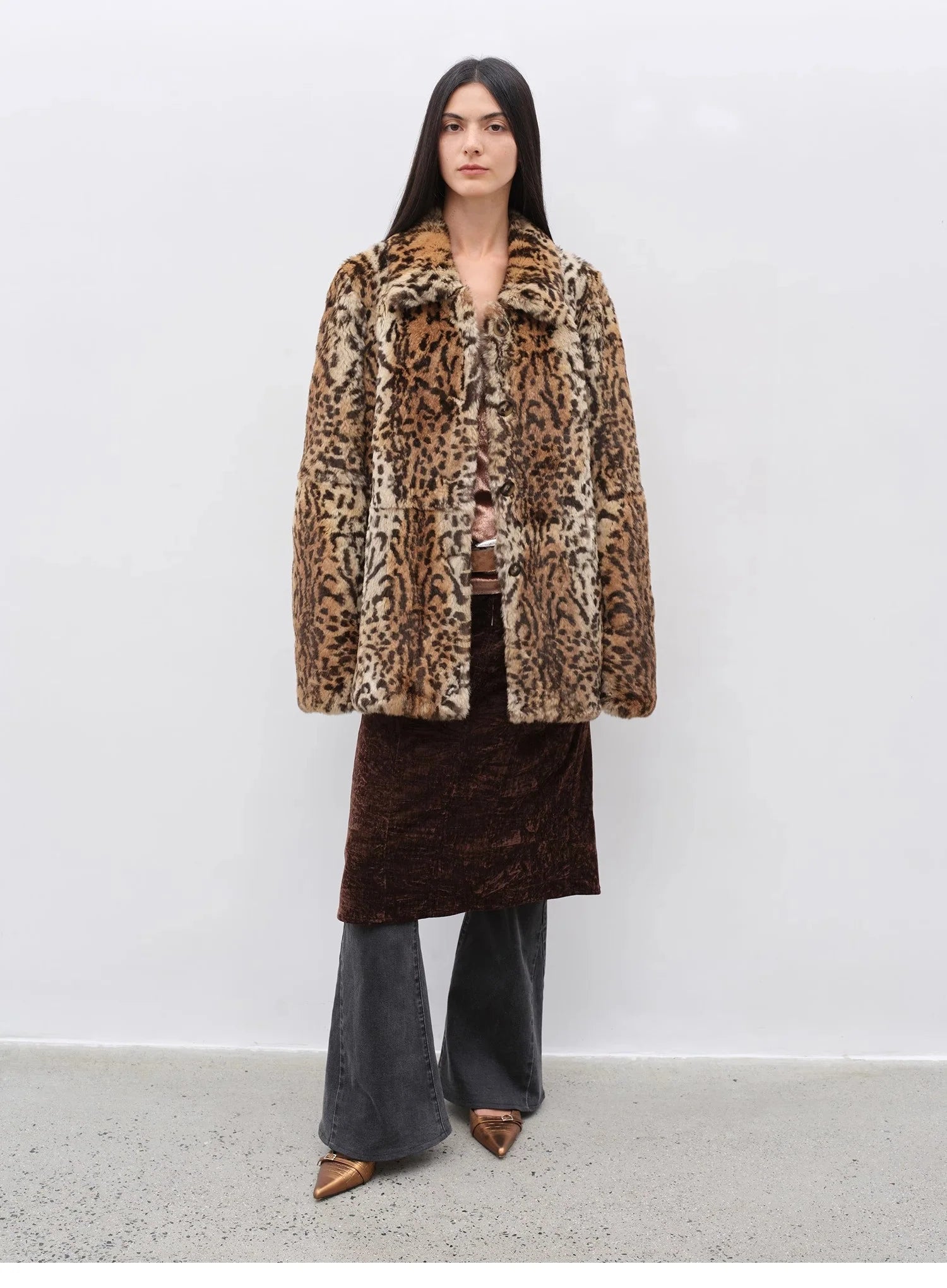 "Autumn Slumber" Unique Stylish Double-Sided Sherpa Textured Versatile Slimming Skirt