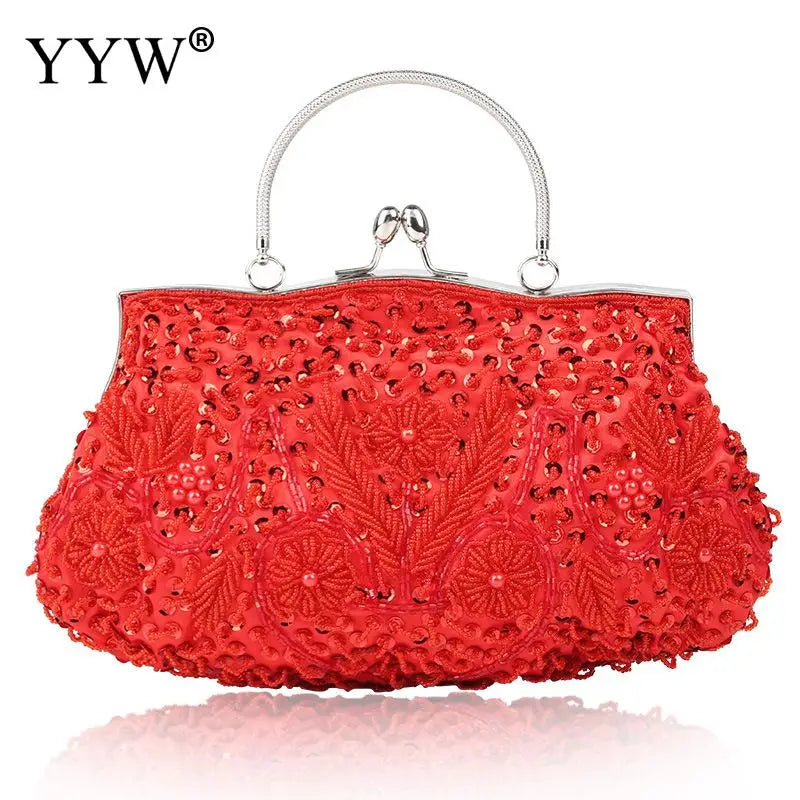 Women Clutch Bags Ladies Beads Evening Bags Wedding Party Bridal Embroidered Handbag Women Solid Retro Small Totes Mini Wallets