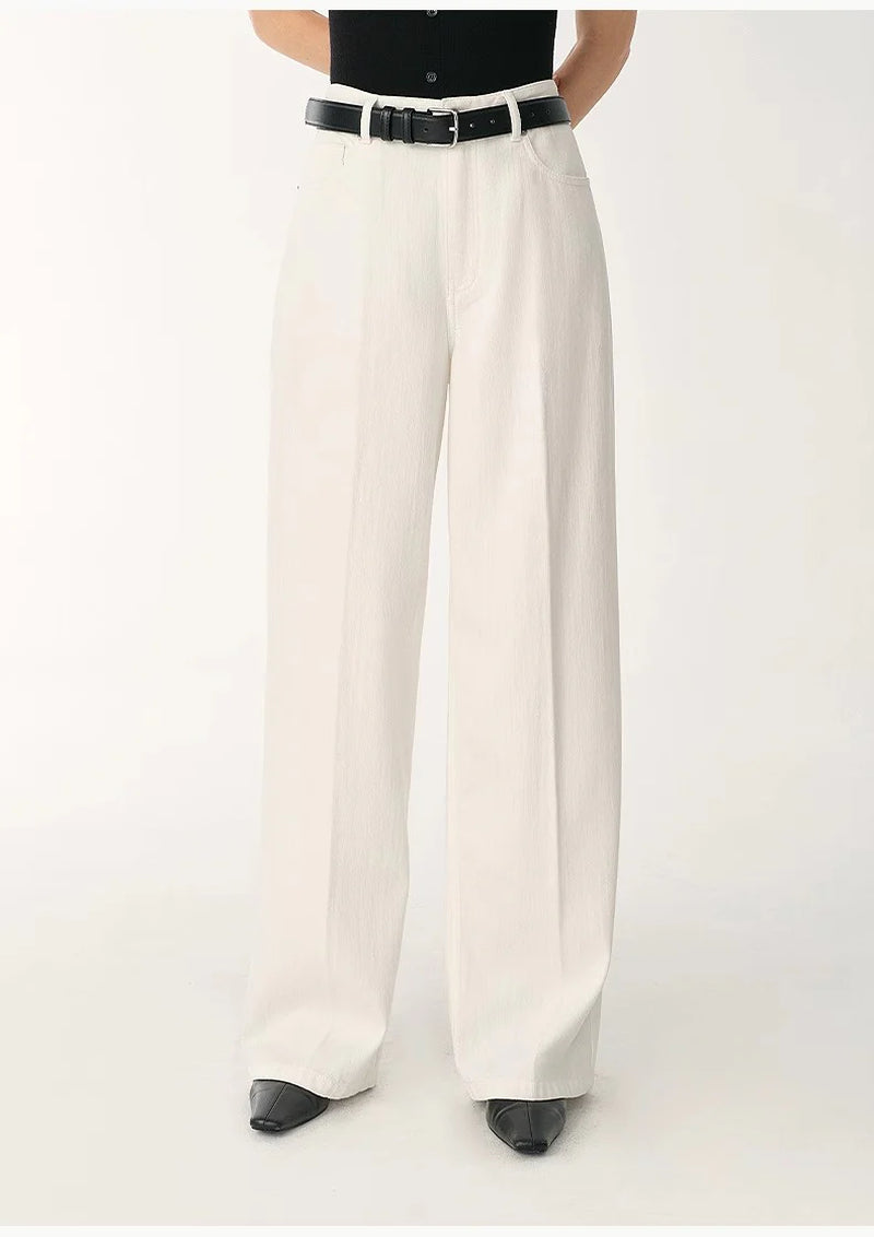 Customized Cotton Fabric Skin-Friendly Washed Drape Versatile Wide-Leg Jeans