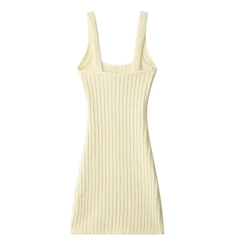 Yellow Mini Slip Dresses 2025 Women'S Spring Summer Elegant Backless Short Dresses Fashion Casual Y2K Party Dress Vestidos