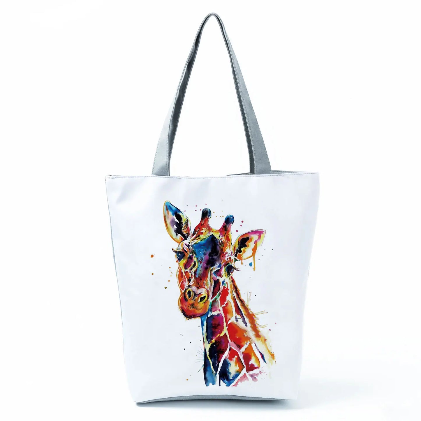 Giraffe Animal Printed Fashion Women Shoulder Bag Cartoon Eco Friendly Portable Shopping Handbags High Capacity Practical Tote