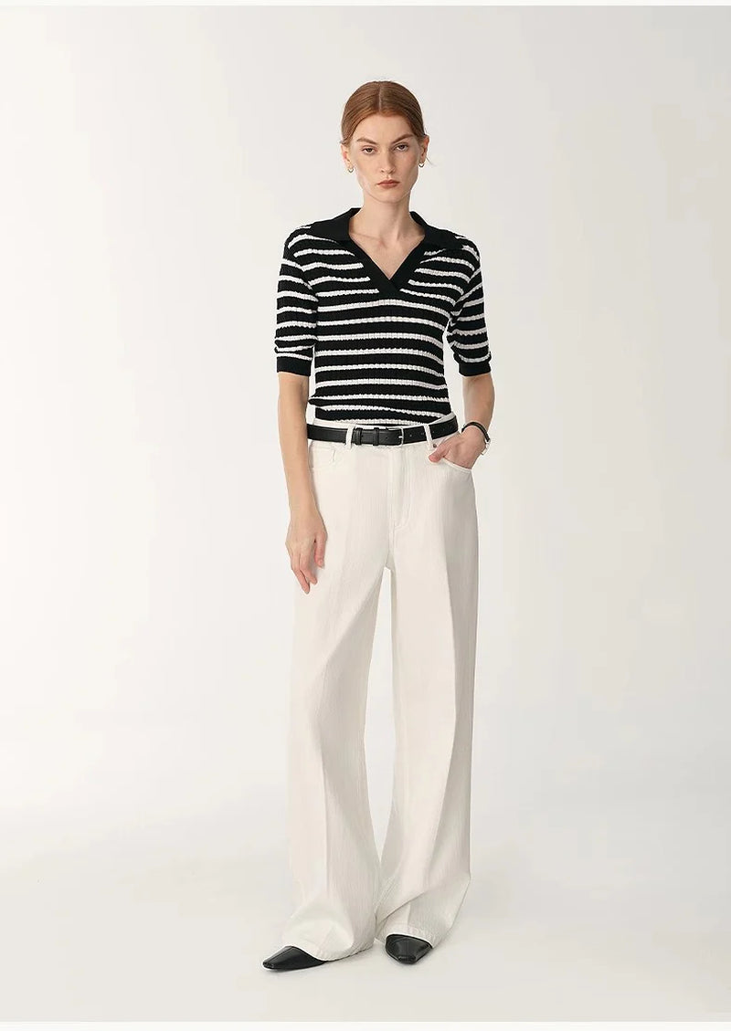 Customized Cotton Fabric Skin-Friendly Washed Drape Versatile Wide-Leg Jeans